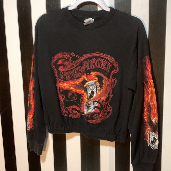 Y2K POW MIA Never Forget Biker Shirt Eagle & Flames Graphic Long Sleeve Medium - Picture 12 of 17